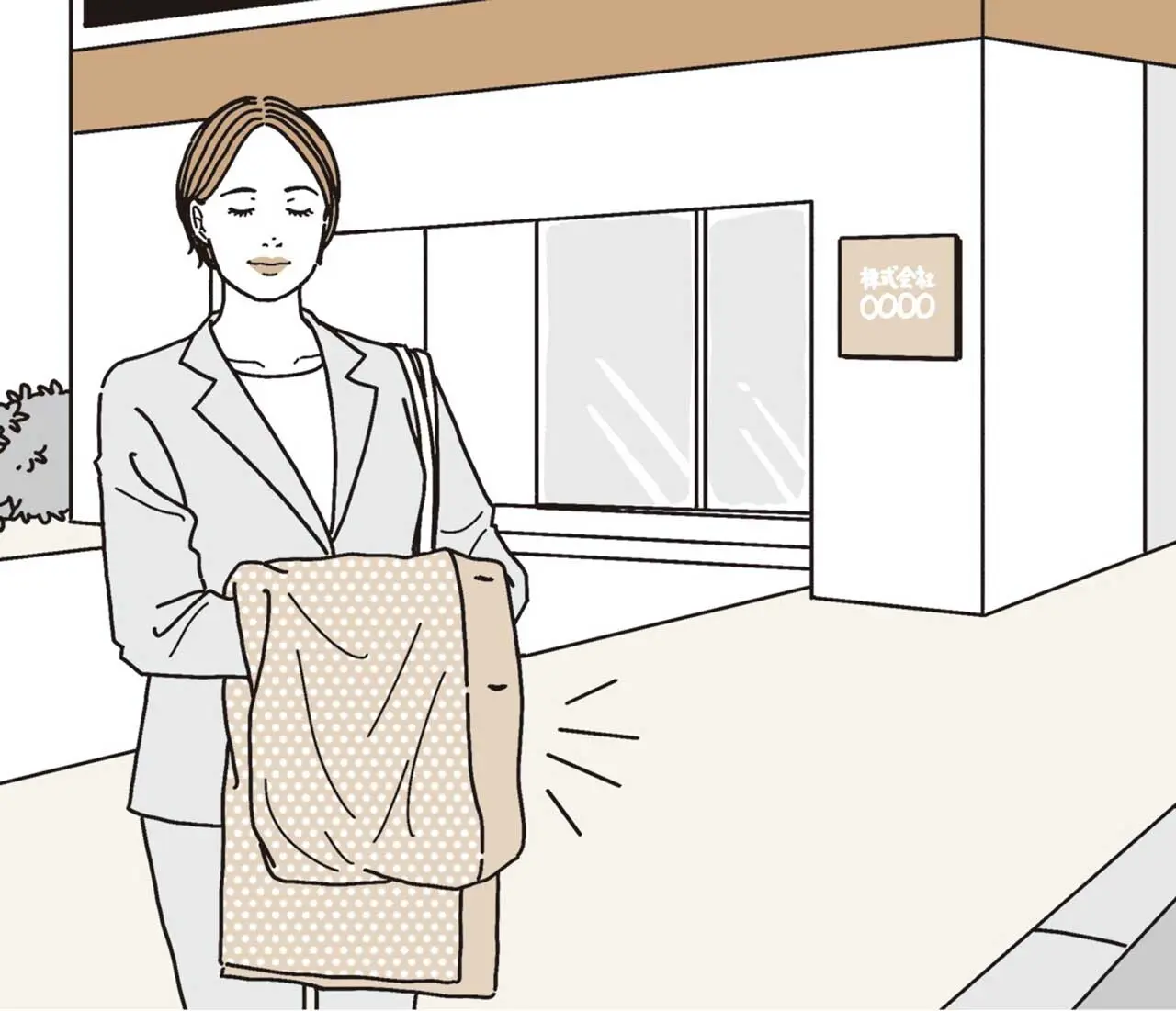 コートやジャケットの着脱は 訪問先に入る手前で行う