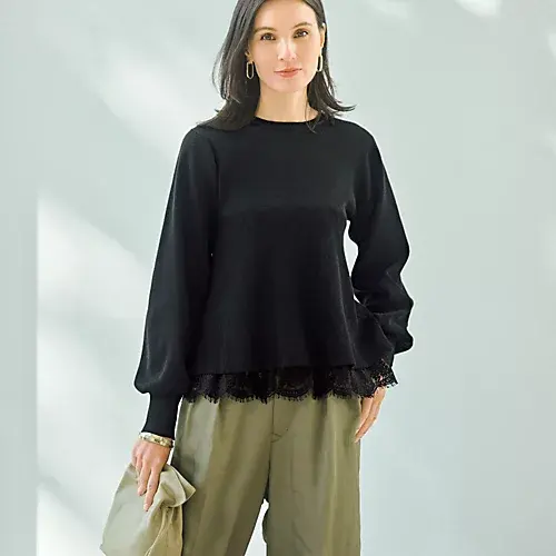 Room no.8 for E by eclat 裾レースペプラムニット