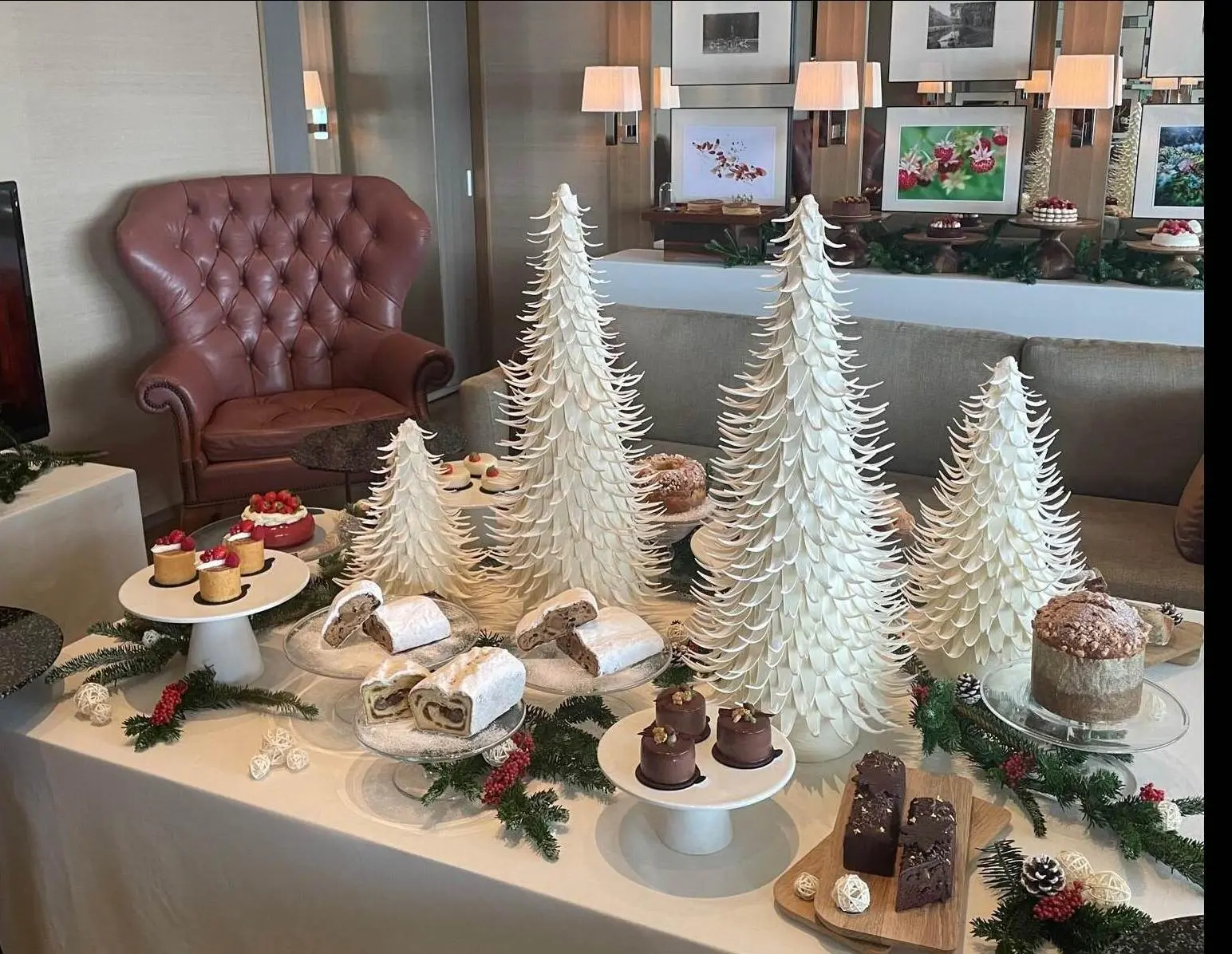パーク ハイアット 東京のクリスマスケーキ試食会場のデコレーション