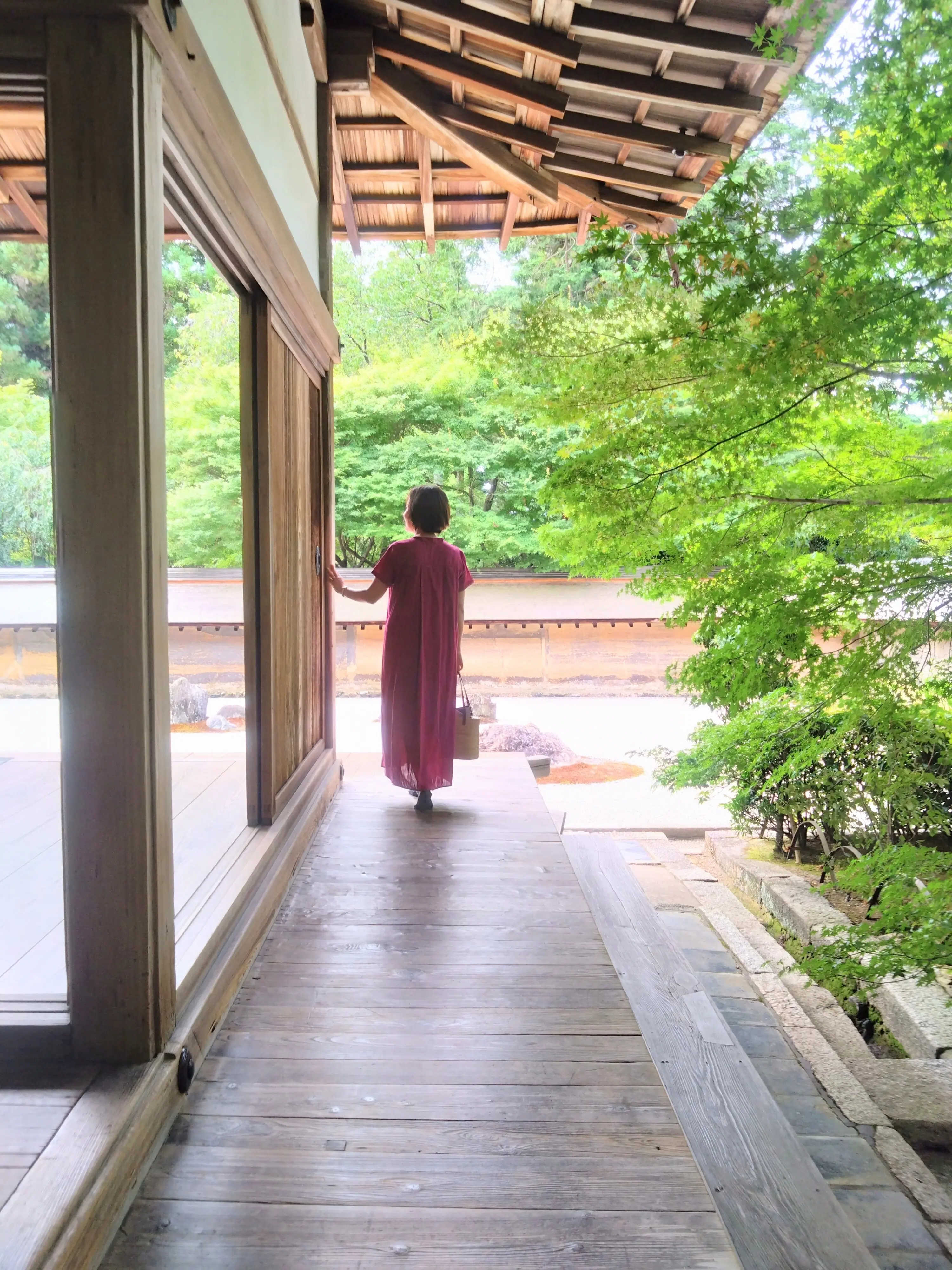 京都、夏休み、龍安寺、石庭、枯山水、40代ファッション