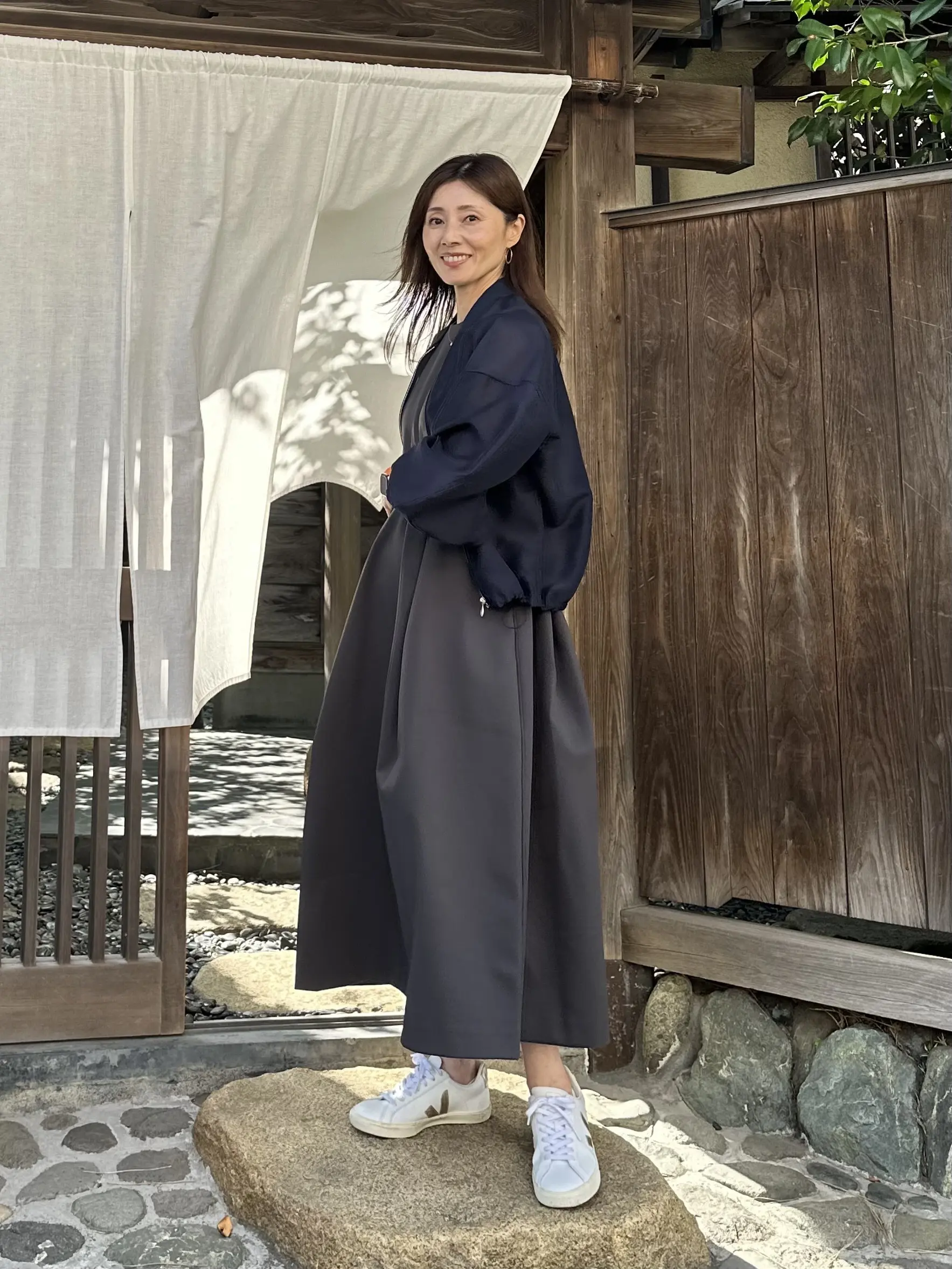 『E by eclat 』の腰高タックワンピースを着回ししてみました_1_9