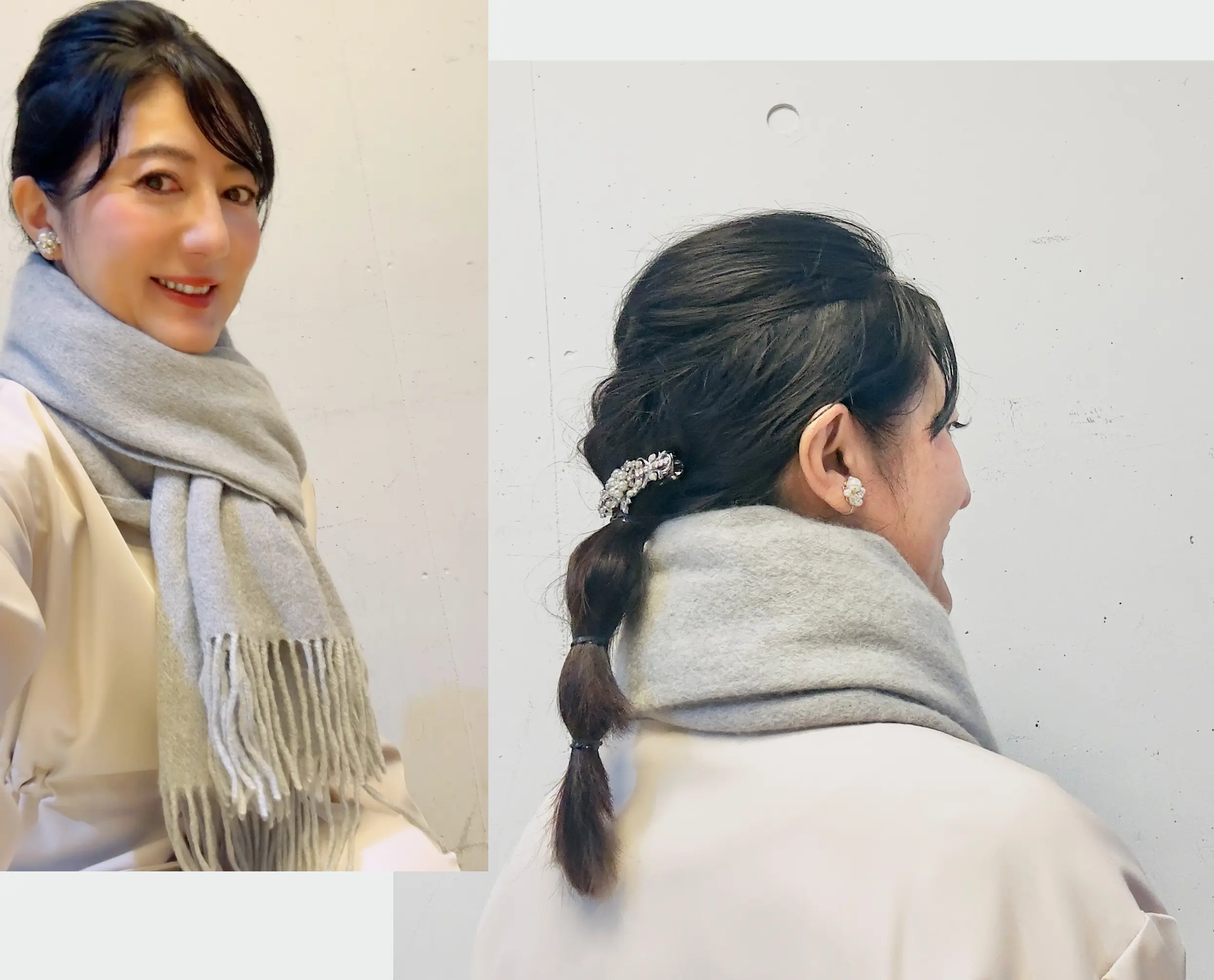 エクラ 華組　山口理江さん　ストールコーデ　髪型