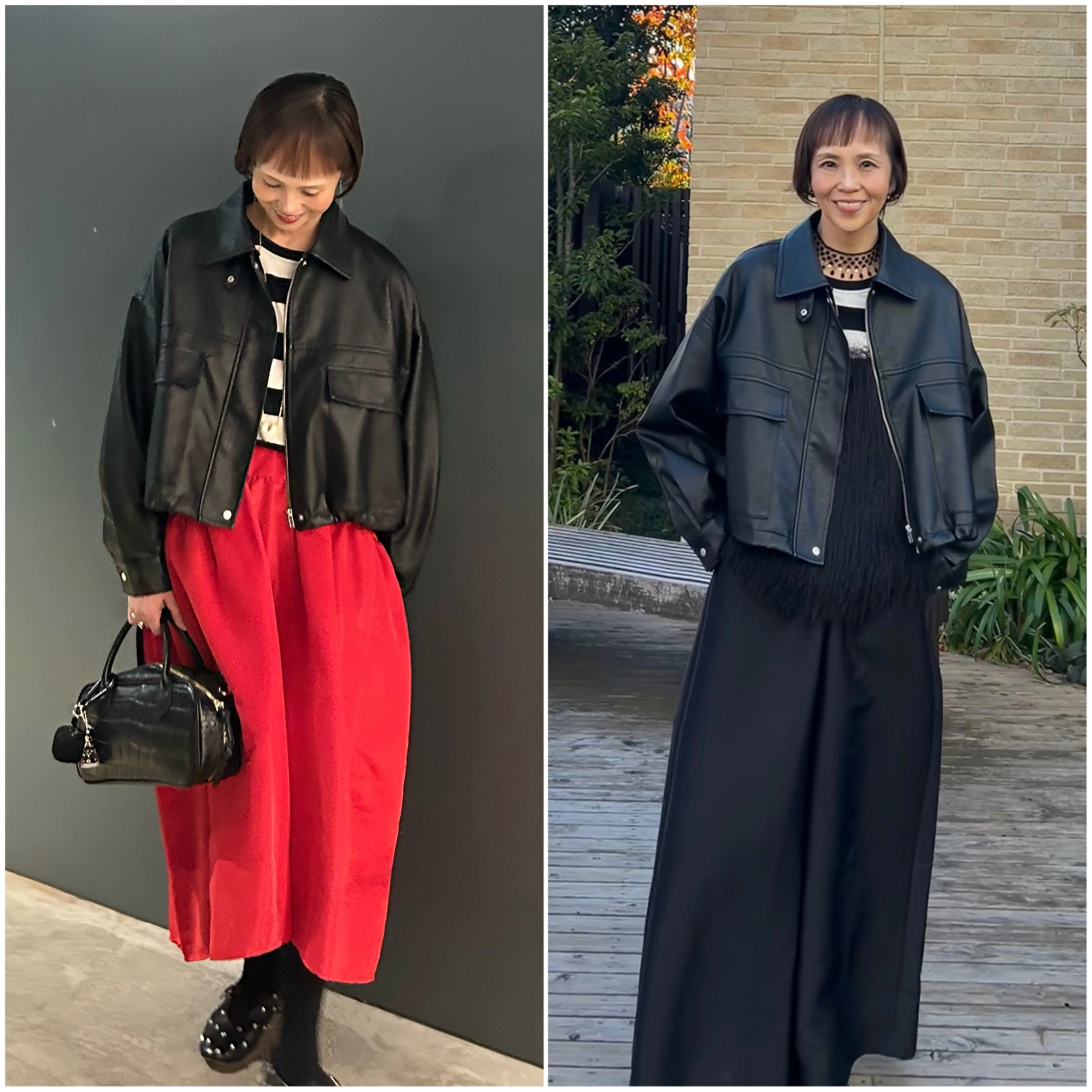 黒レザー✖️ボーダーは相性がいい 大好きなレザーの季節_1_4