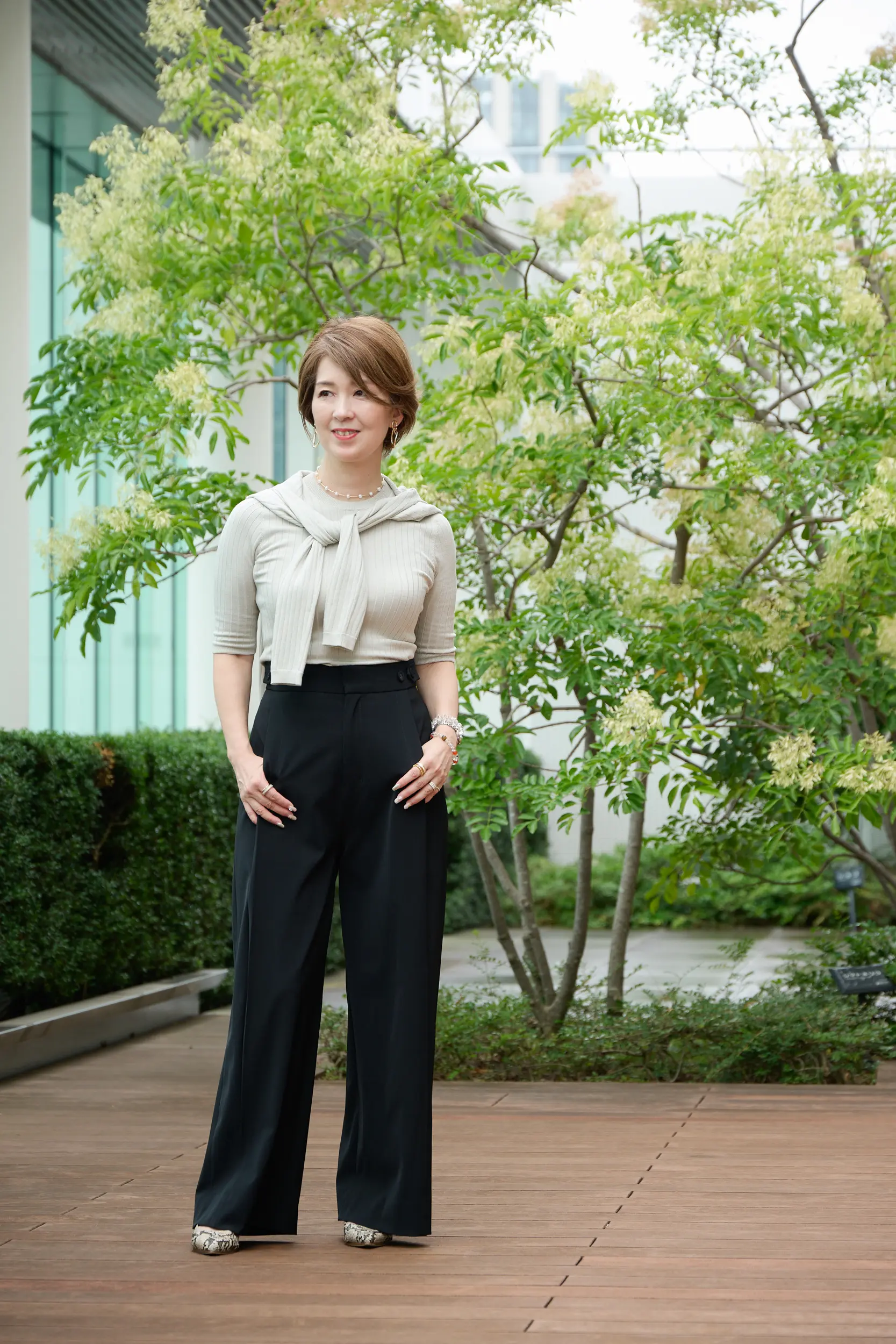 【50代 パンツ】身長・骨格別　E by éclat「優美なセミワイドパンツ」ジャストサイズに出会えました！_1_3