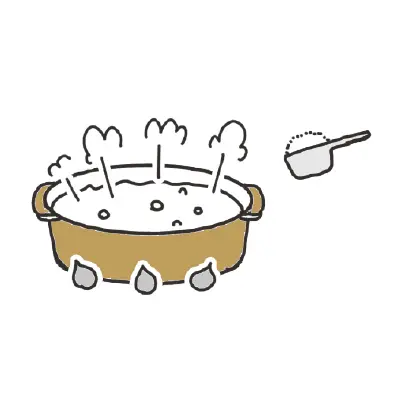 大きな鍋に湯を沸かし