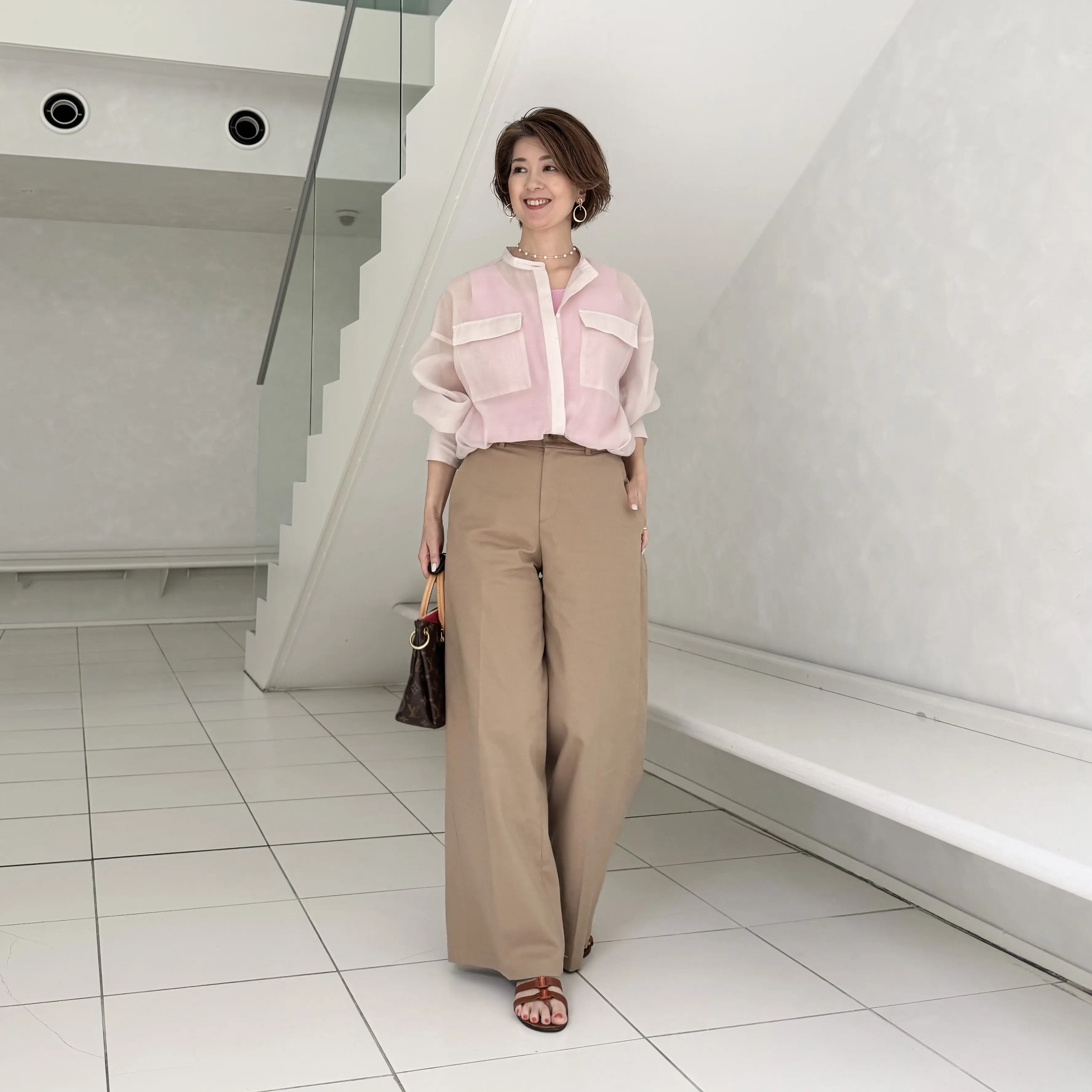 【着回し5days】ピンクベージュのシアーブラウスが主役♡ 大人の万能スタイル術_1_3