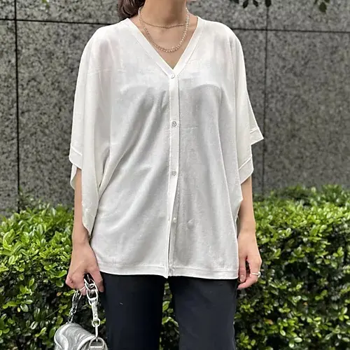 50代の猛暑にはシルクが最適!風通し抜群のE by eclat「【前後2WAY】シルク混ニットカーディガン」_1_6