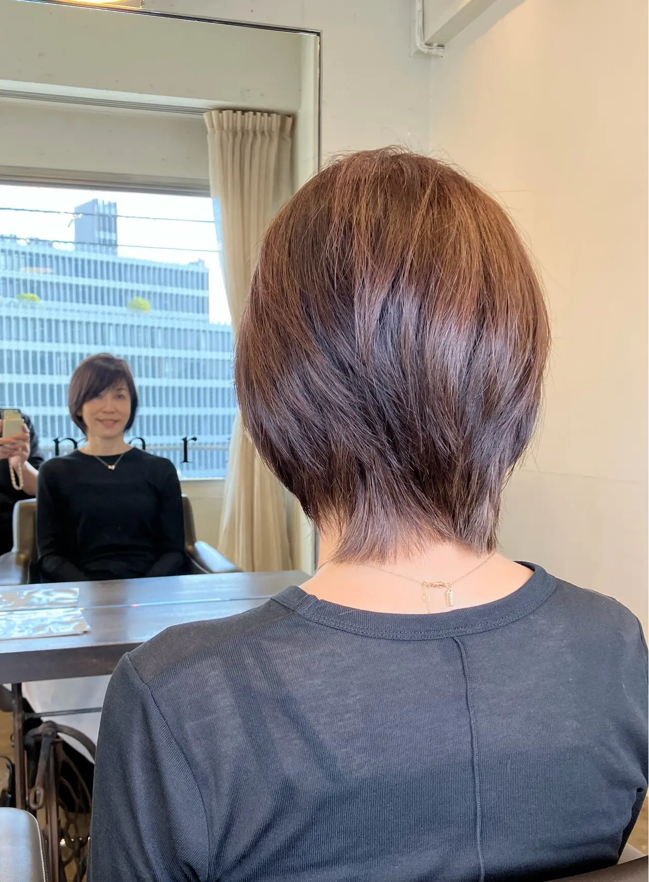 marr中目黒 masato ショートボブ　レイヤーボブ　丸みボブ　50代ボブ　アラフィフ髪型　アラフィフショート　ひし形ボブ　ひし形レイヤーボブ　ヘアカラー　ジアミンアレルギー　ノンジアミン　中目黒　ヘアサロン