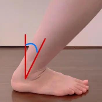 足のすねを10°以上前傾できれば、アキレス腱は柔軟。