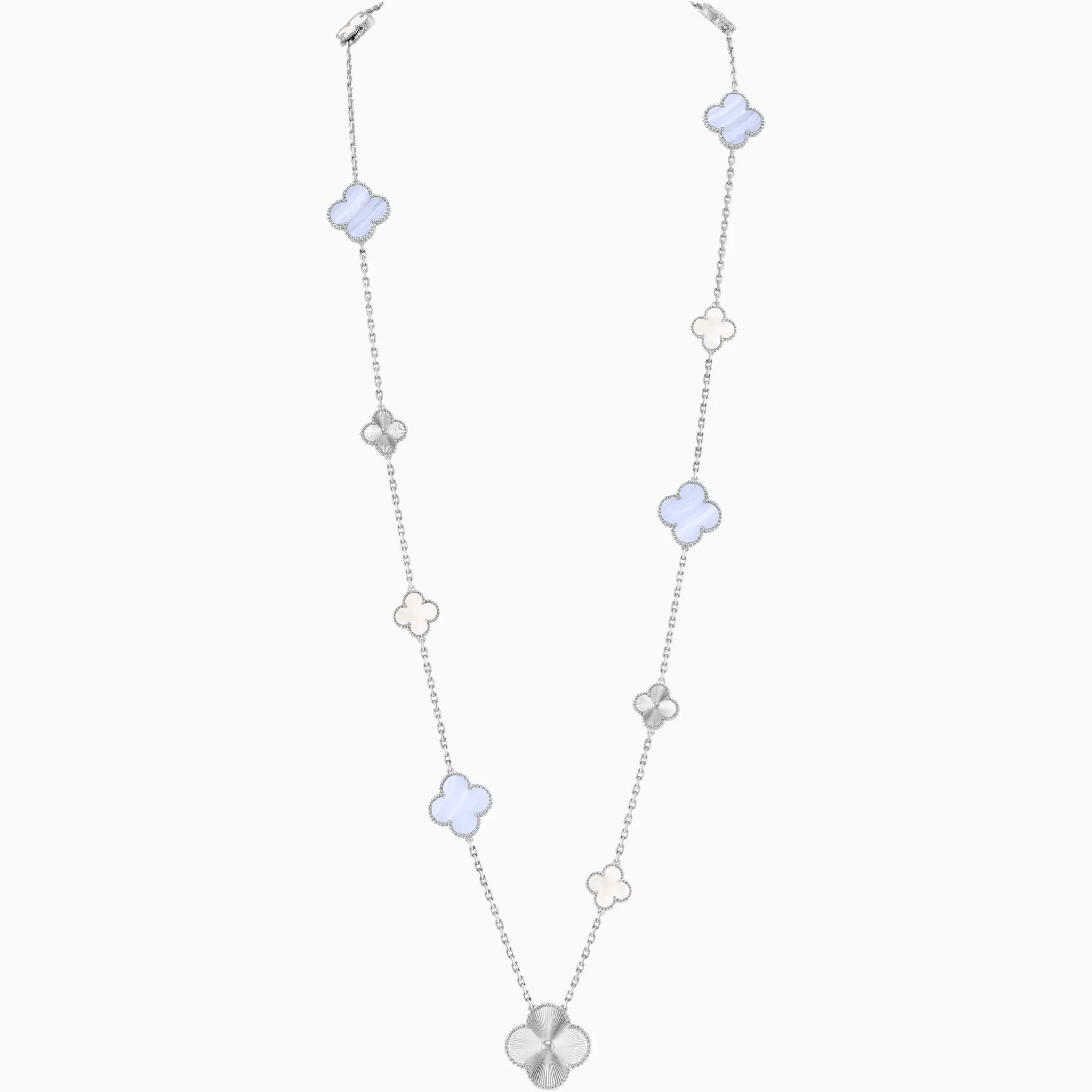 マジック アルハンブラ トランスフォーマブル ロングネックレス(18KWG, カルセドニー, マザー オブ パール)