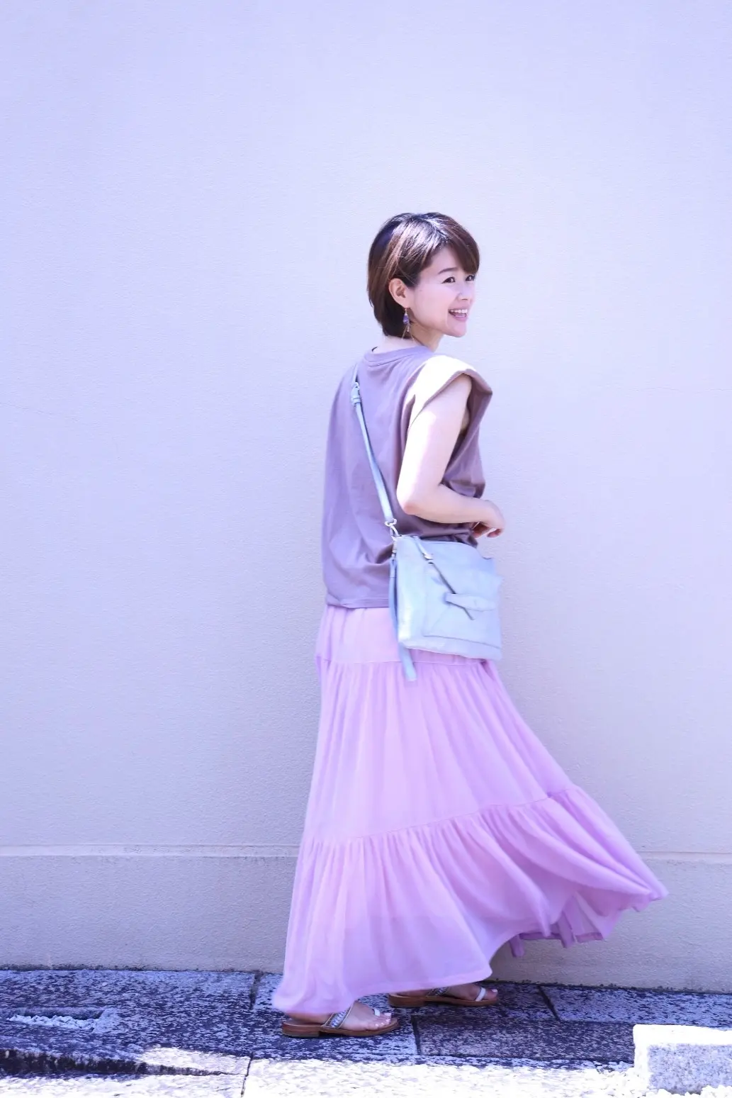 ZARAの細見えパワーショルダートップスと、きれい色のひらりんスカート♡_1_3