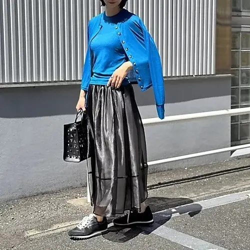 E by eclat オーガンジー裏配色タックスカート ￥20,900