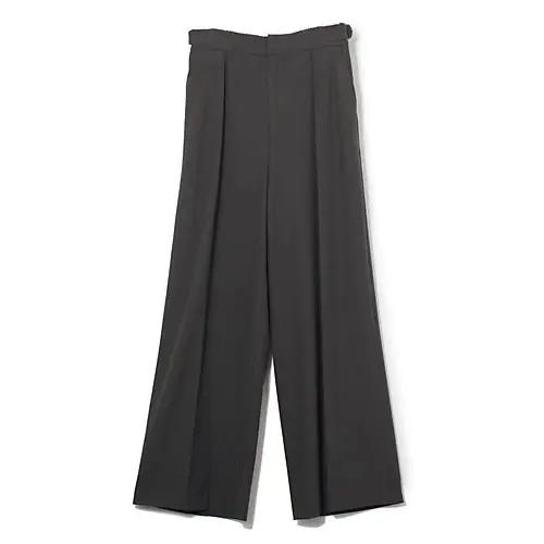 骨格診断 ナチュラルタイプにおすすめ　冬パンツ　E by eclat【斎藤くみさんコラボ】裏起毛サイドベルトつきタックパンツ ￥19,800