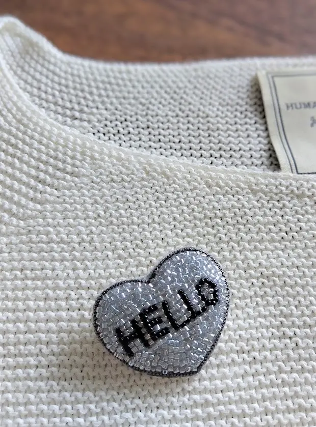 ビーズ刺繡ブローチ ハート