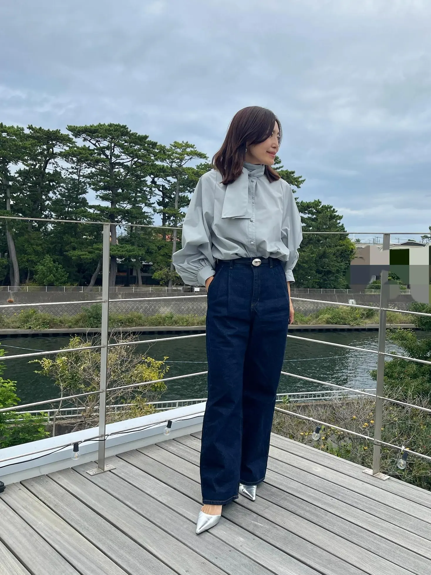 エクラ 華組　宮原江里子さん デニム　GU　全身コーデ