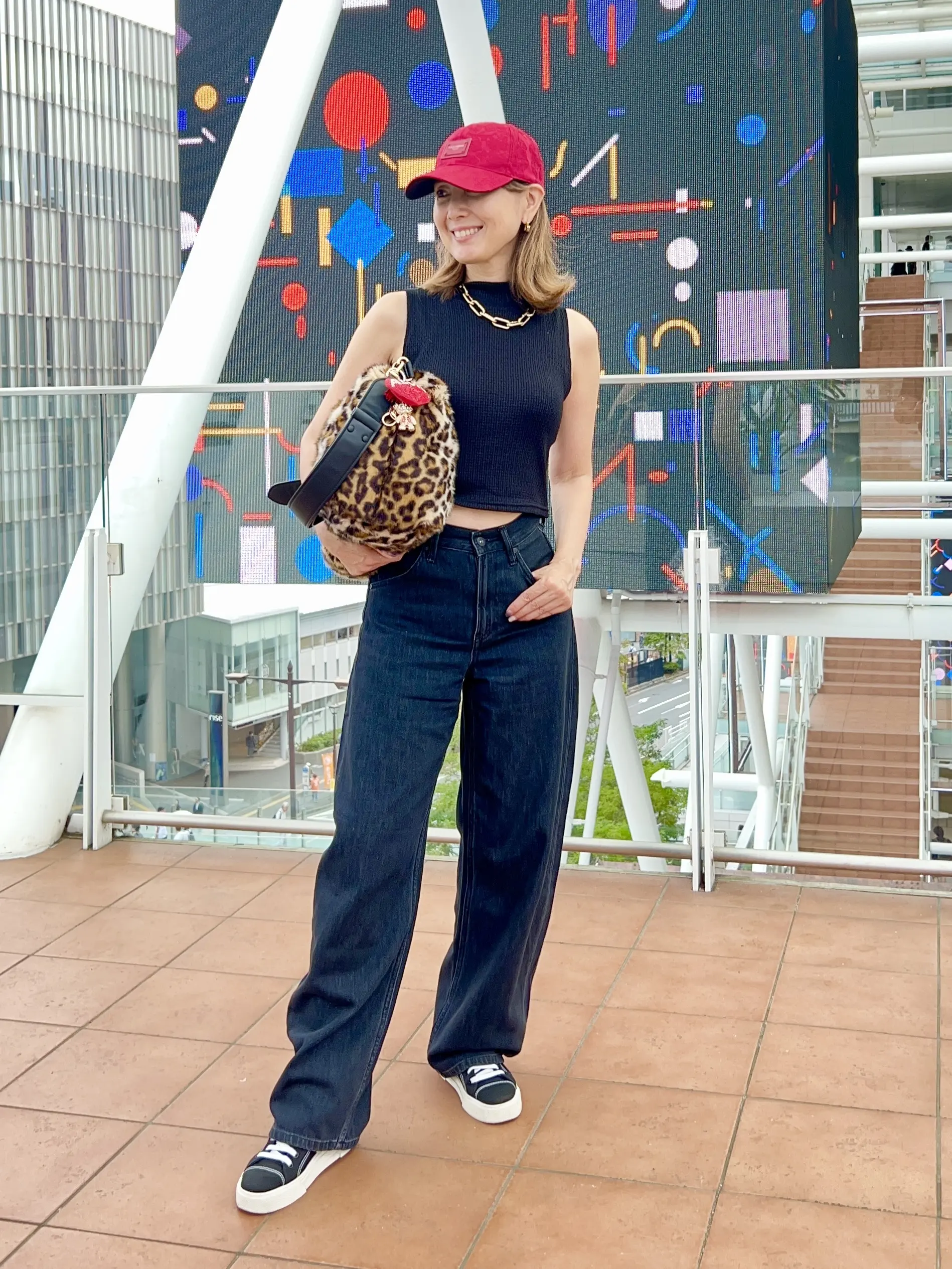 ユニクロxGU  ファー小物と赤を差し色に秋らしく〜開運コーデ〜_1_7