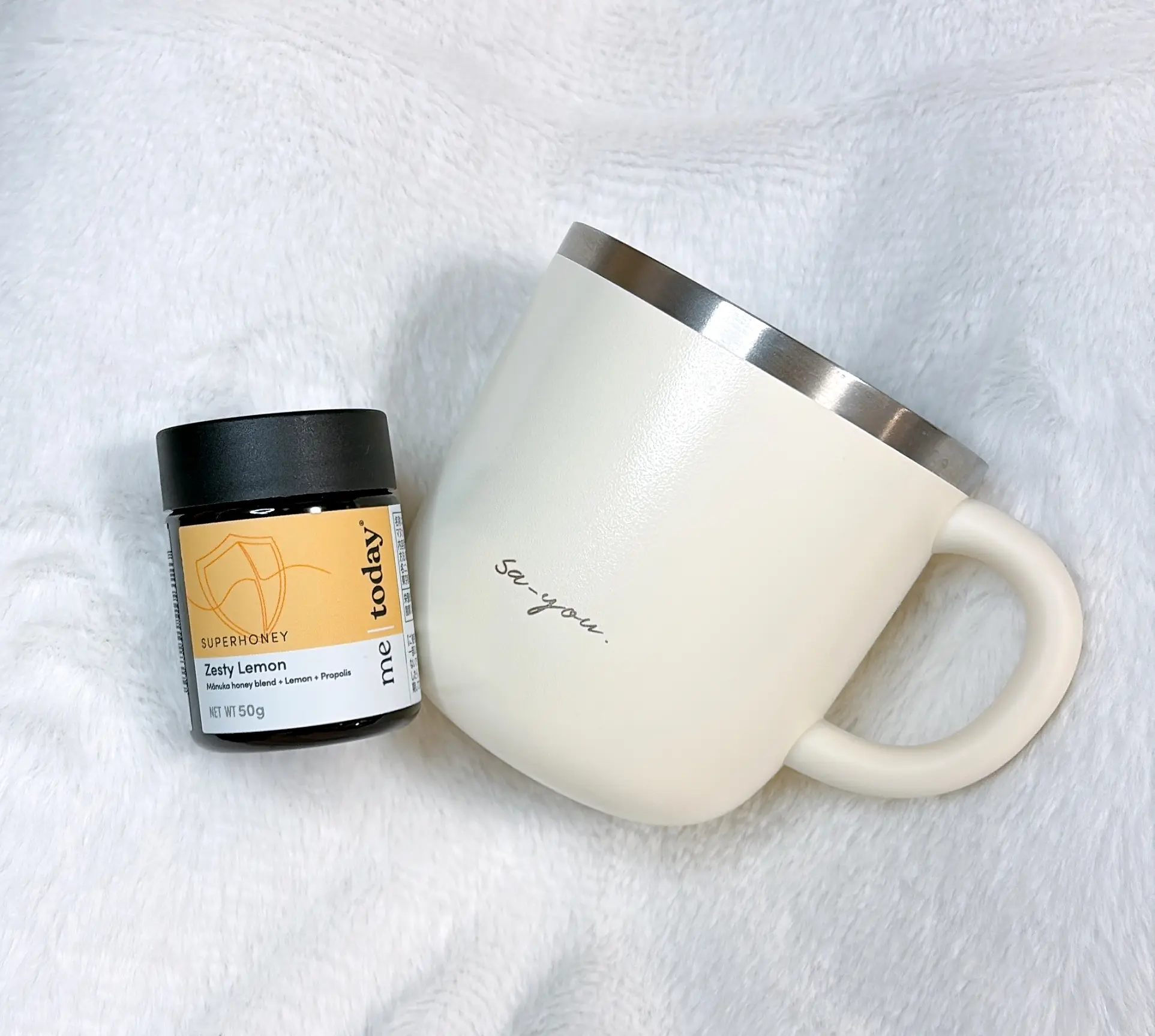 me today はちみつシリーズと白湯専科のマグカップ