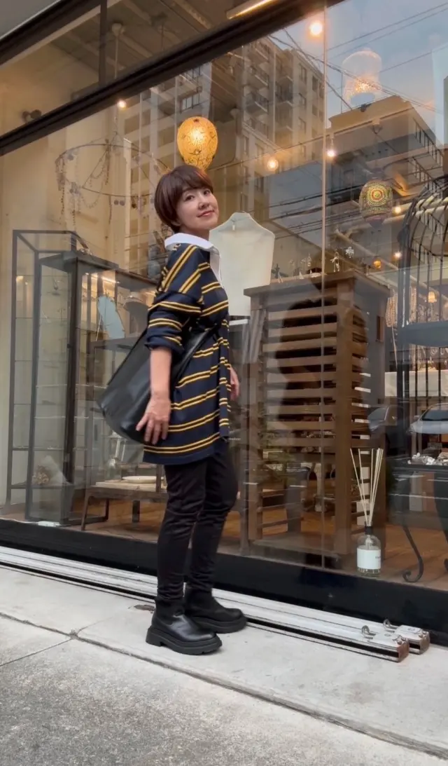 秋の足音を感じてヘアはアッシュブラウンに。メンズのラガーシャツはGU！_1_1