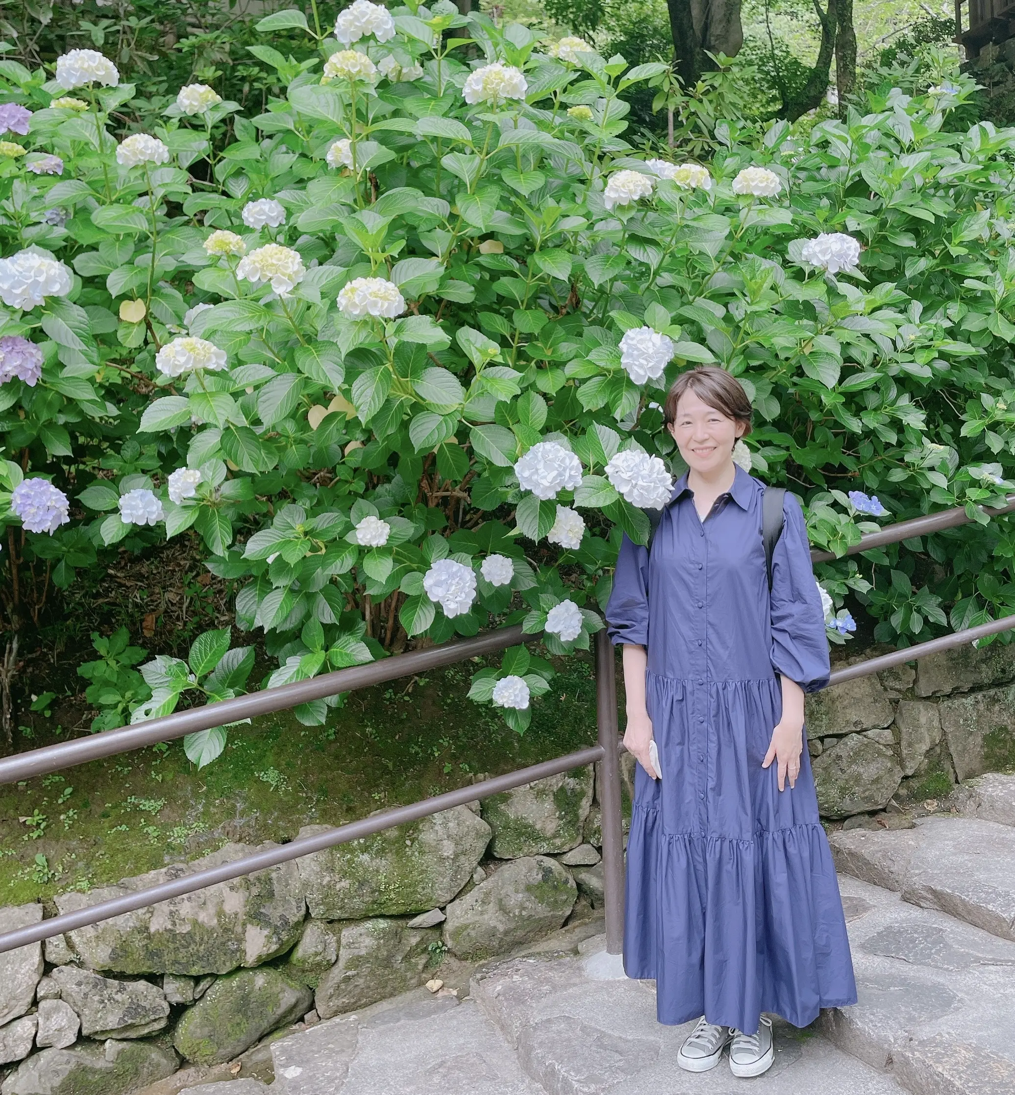 紫陽花色のワンピースで奈良の有名な花寺を巡る_1_3-2