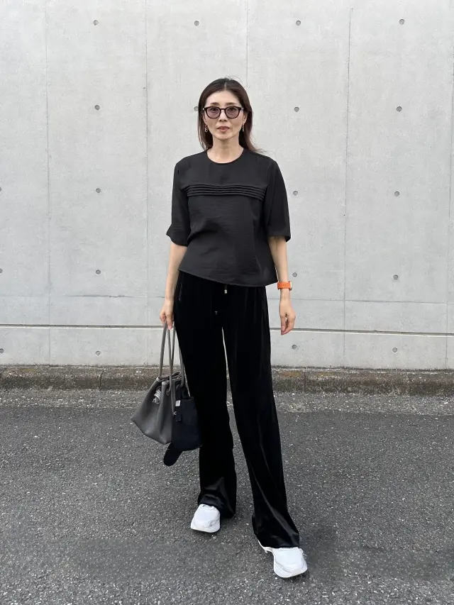 『E by eclat 』のシアーピンタックTブラウスを着回ししてみました_1_1