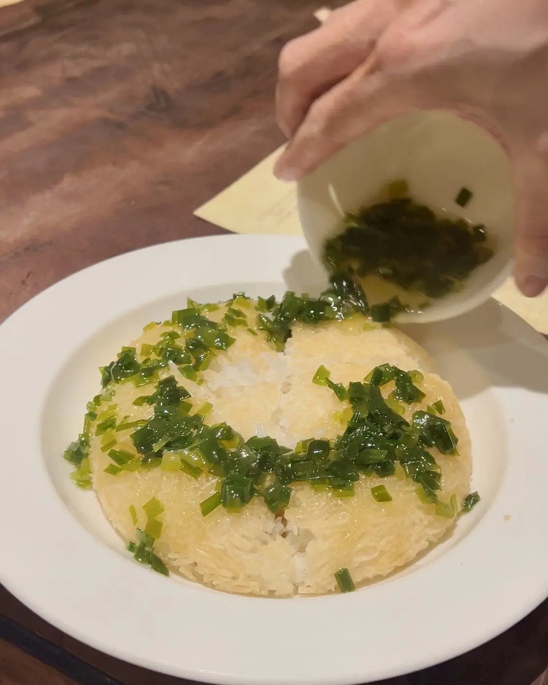 岩のりのスープをかけて