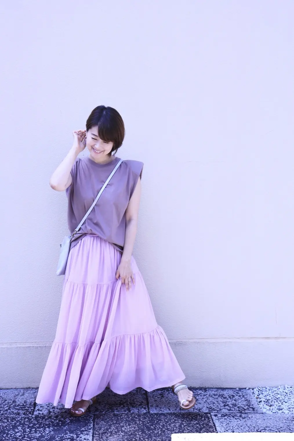 ZARAの細見えパワーショルダートップスと、きれい色のひらりんスカート♡_1_1