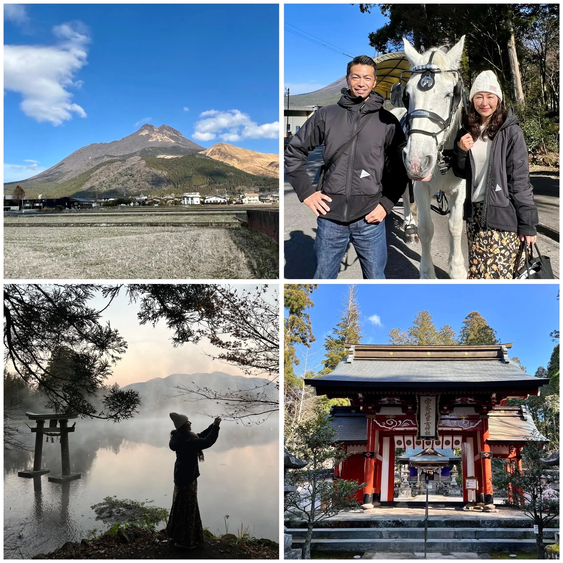 由布岳、金鱗湖、観光辻馬車、宇奈岐日女神社