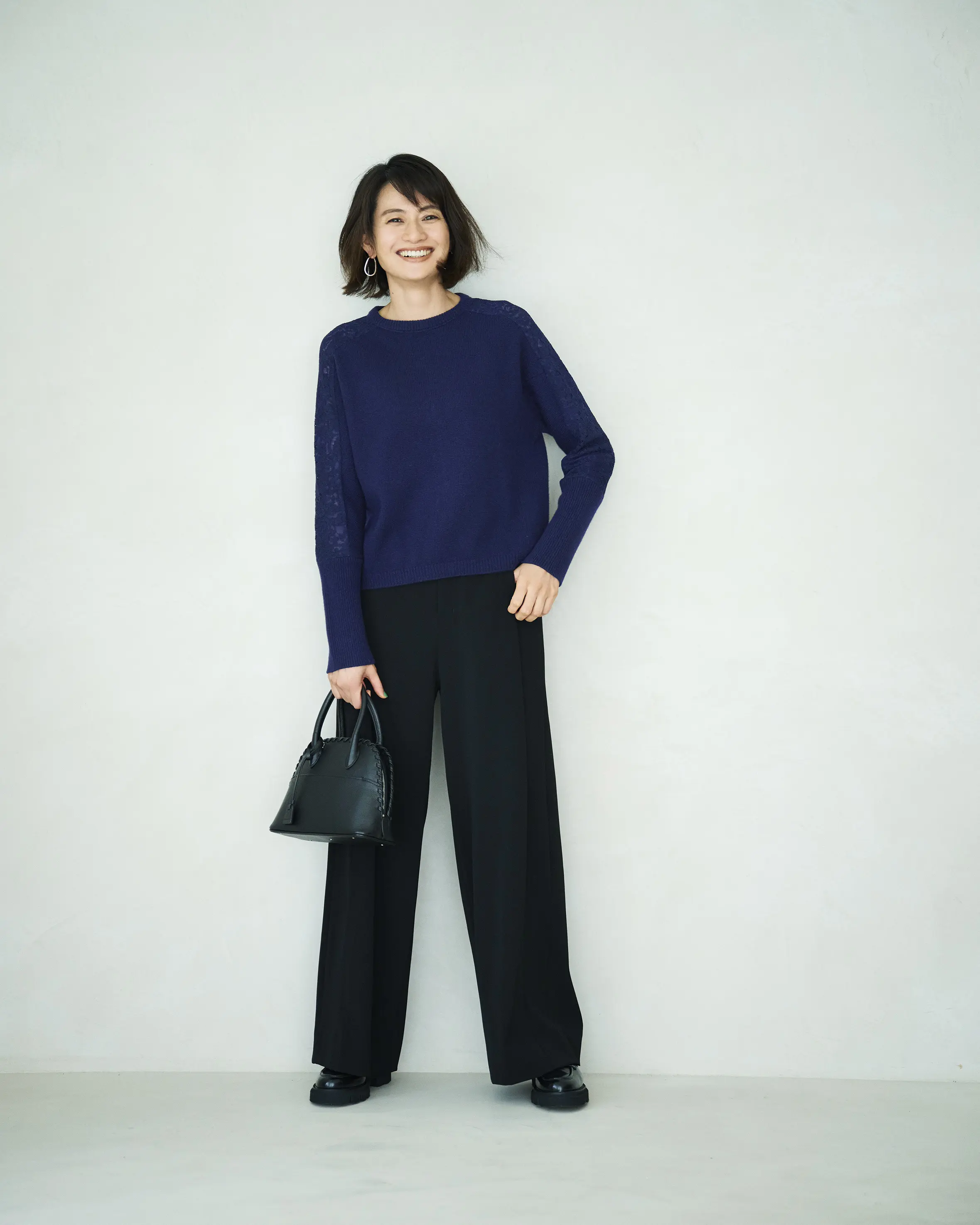【50代 パンツ】E by éclat「優美なセミワイドパンツ」の秋コーディネート6選_1_12
