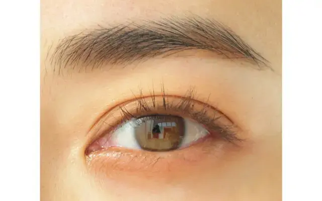 パレット左下のまろやかオレンジをアイホールよりちょっと広めにぼかし