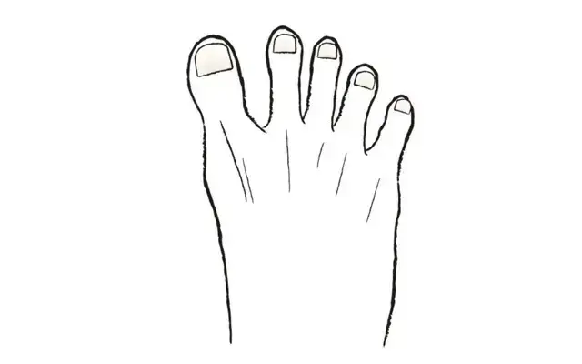 まず、手の指でできるだけ足指を広げる。左右の足のすべての指と指の間をしっかり伸ばして。  手を使わず足指の力で指の間を開く