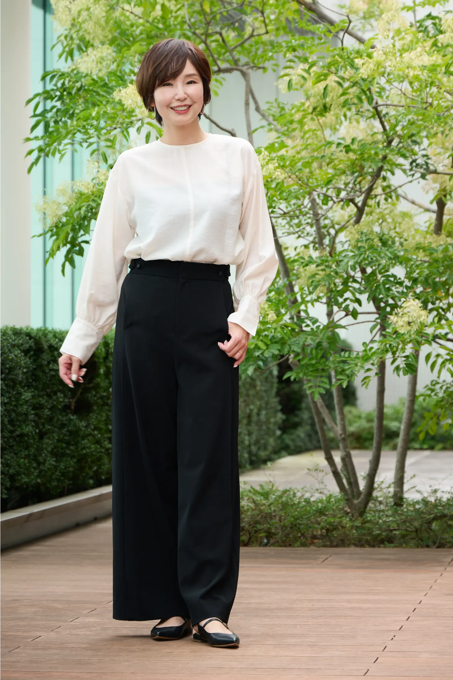 【50代 パンツ】身長・骨格別　E by éclat「優美なセミワイドパンツ」ジャストサイズに出会えました！_1_13-2