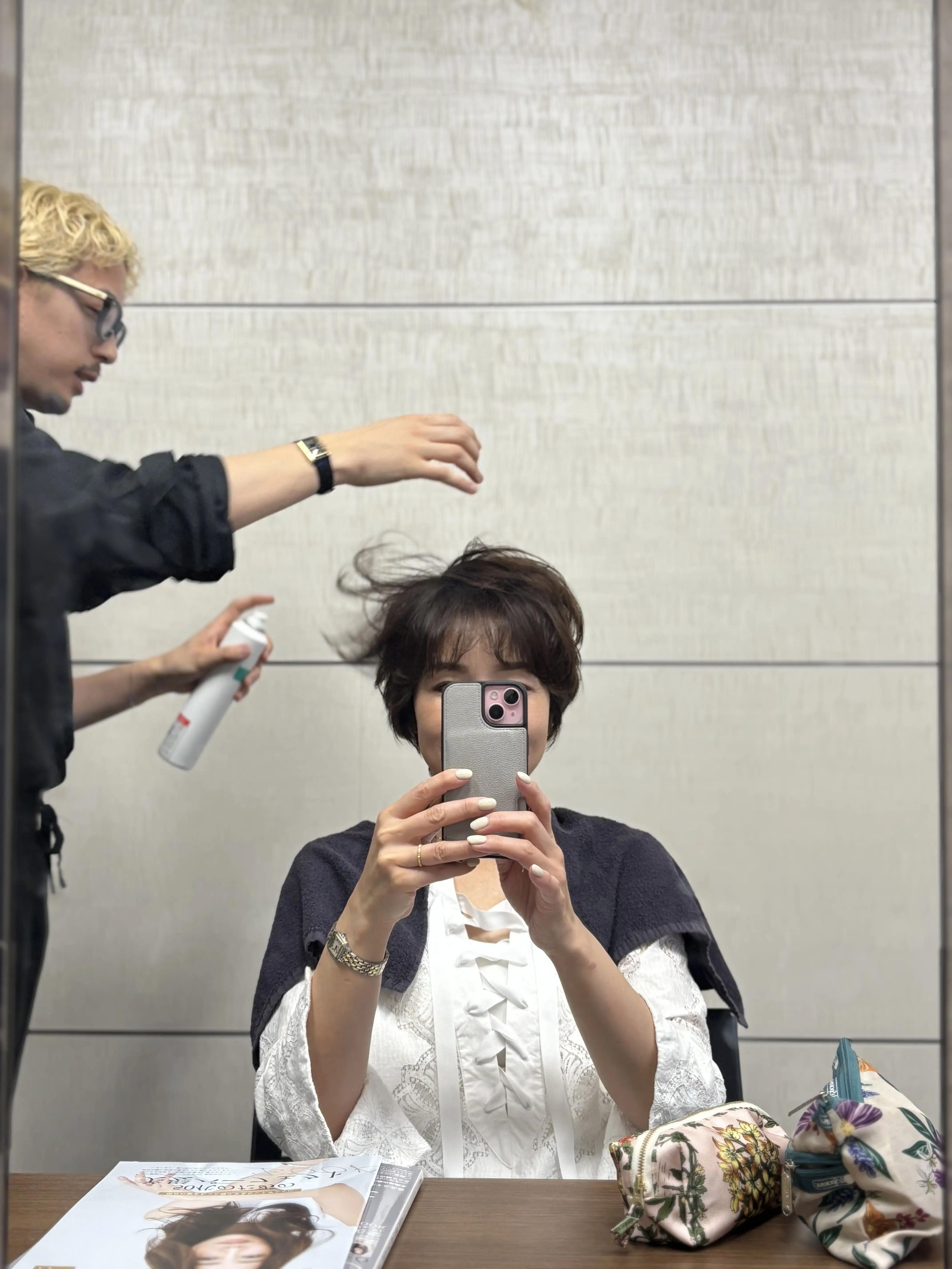 ヘアアレンジ中