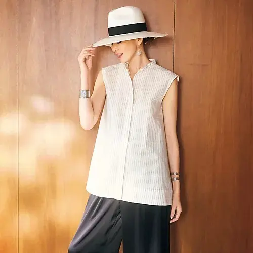 drawell ノースリーブバックフレアシャツ ￥28,600