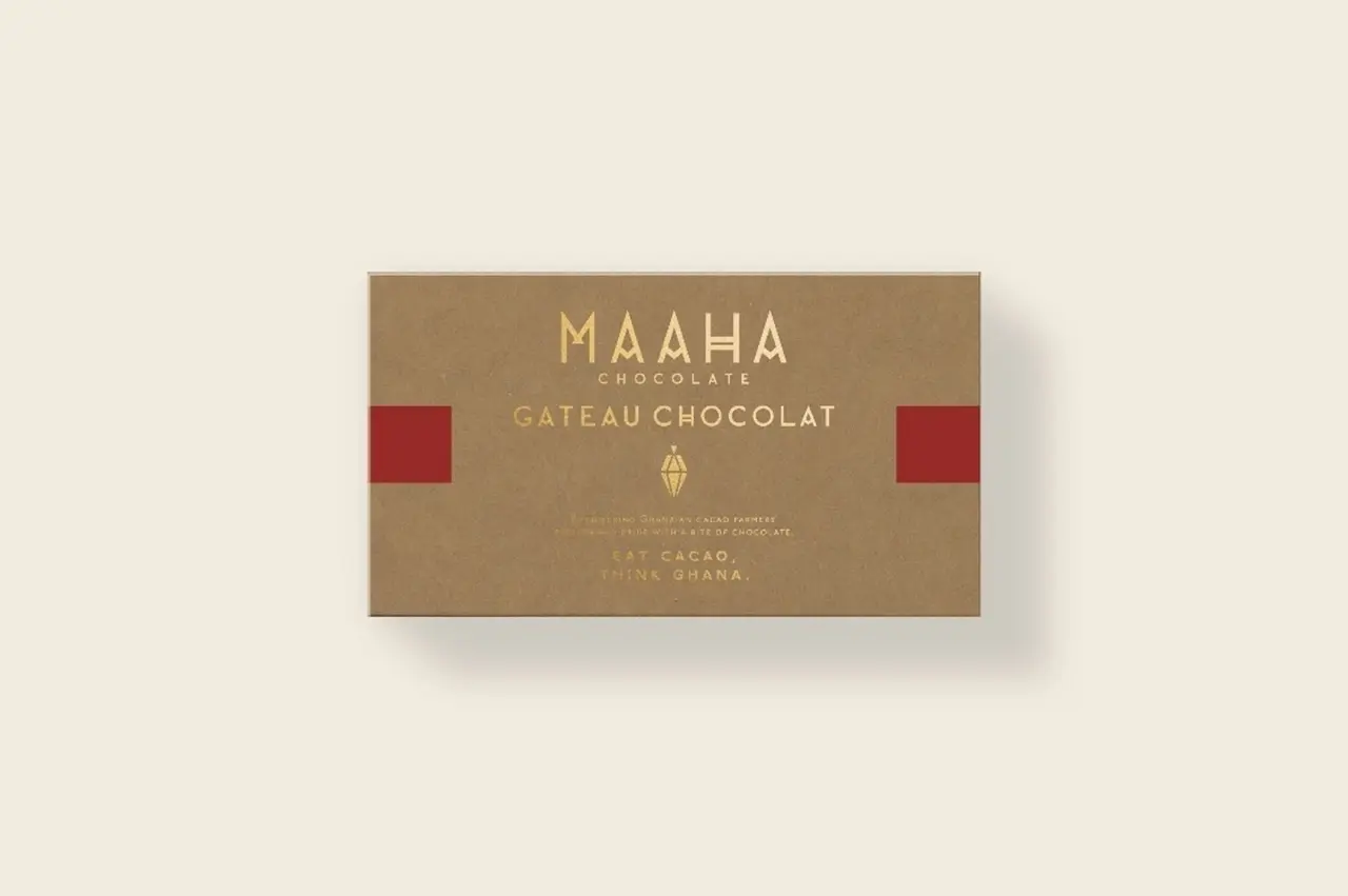 『MAAHA CHOCOLATE （マーハ チョコレート） 』の「生ガトーショコラ」￥2,750（税込）パッケージ