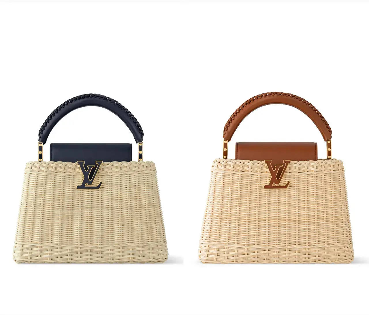 ラタンの軽やかさと大人の品格漂う台形フォルムのコンビネーション