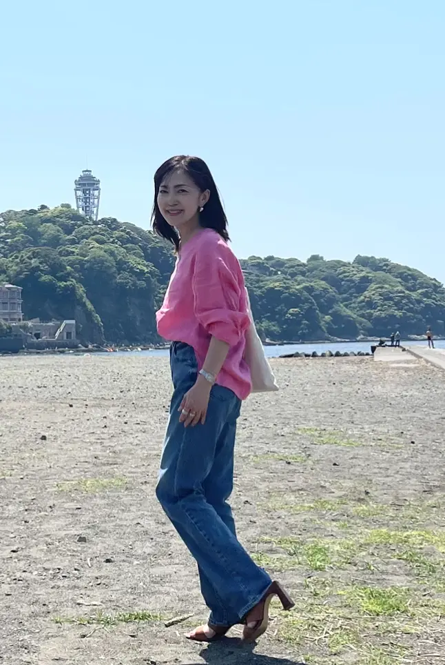 ピンクシャツと白デニムで江ノ島散策_1_12