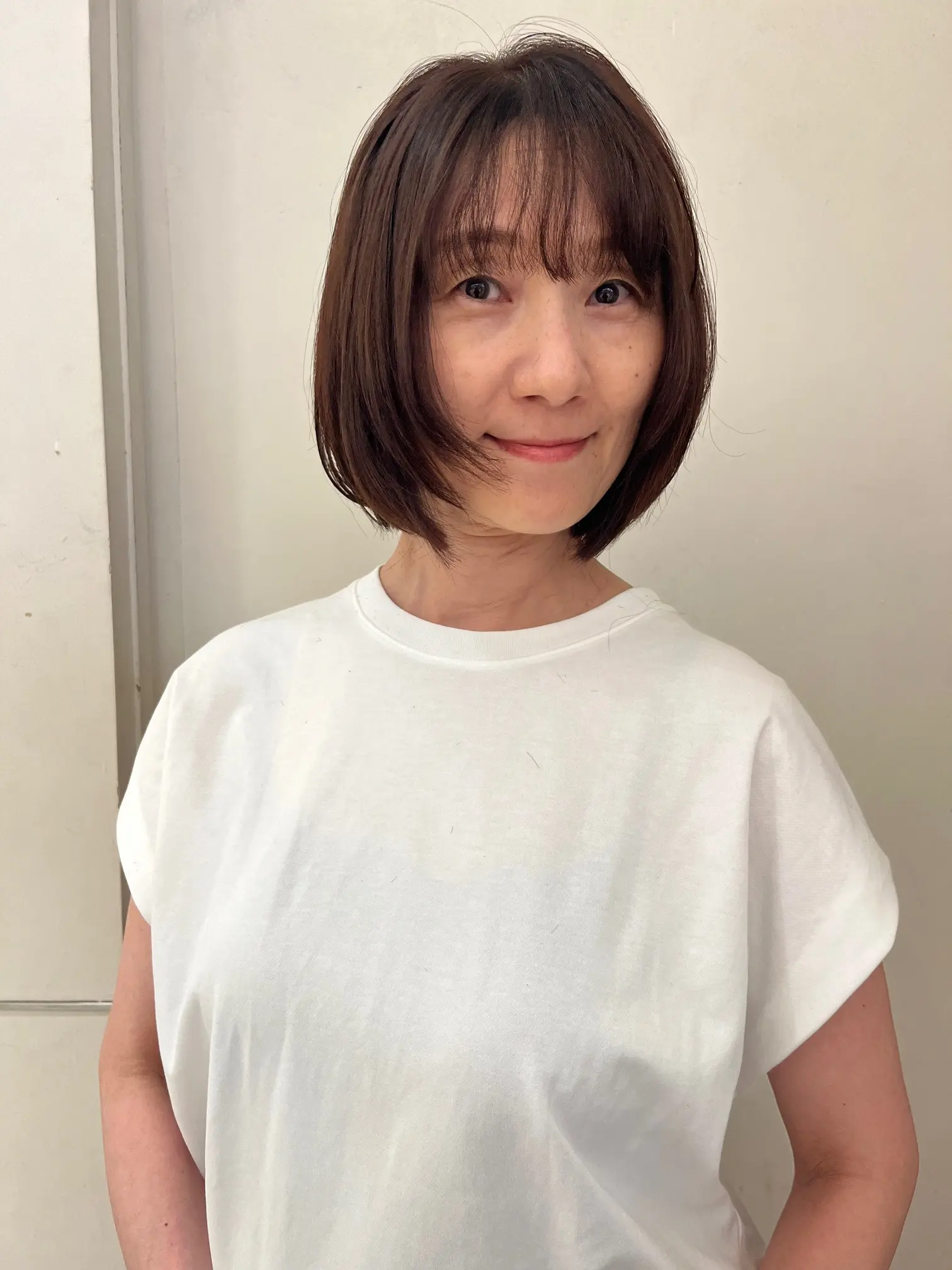 前髪多め　若見え　前髪パーマ　前髪長め