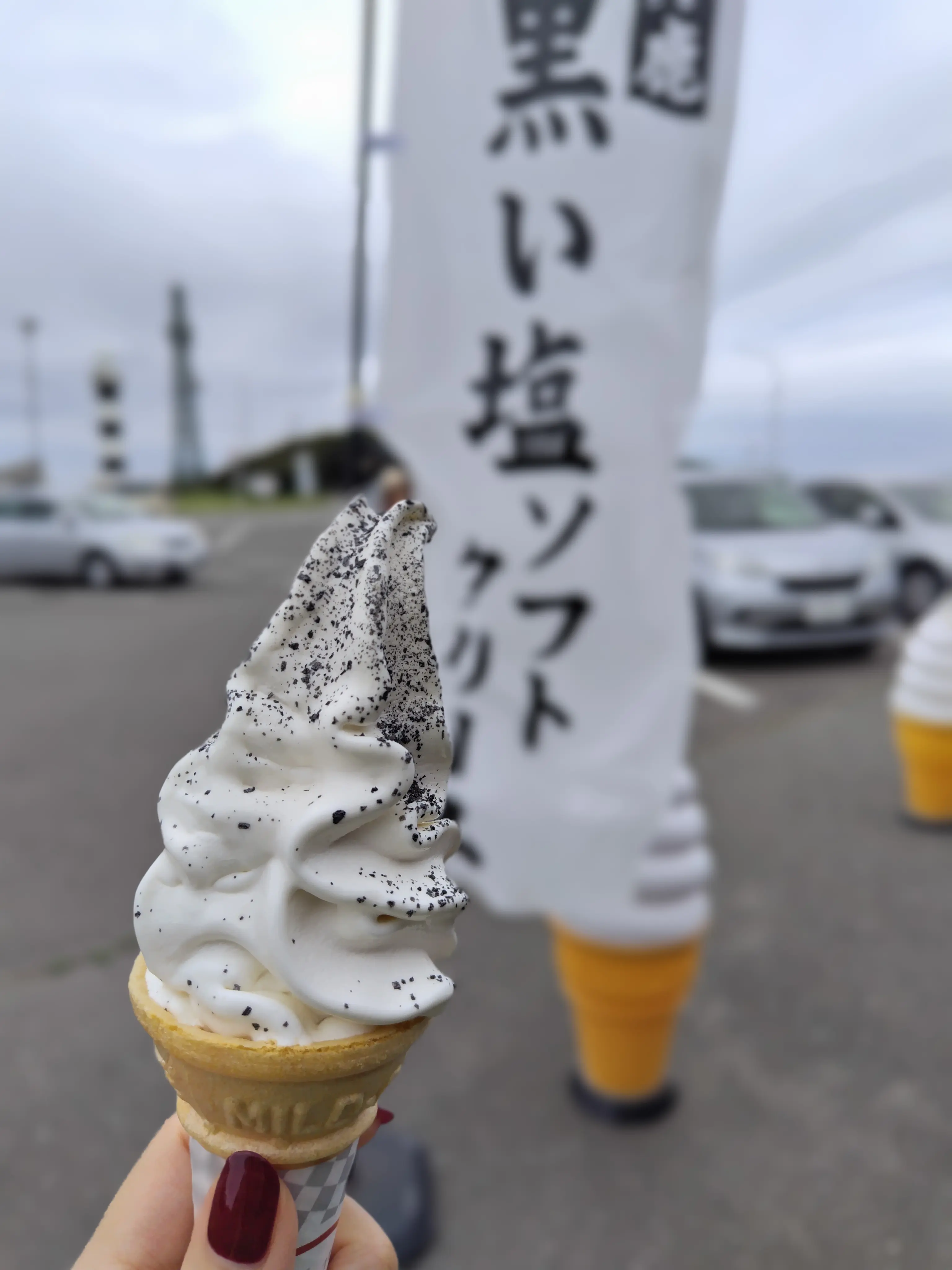 入道崎　黒い塩ソフトクリーム