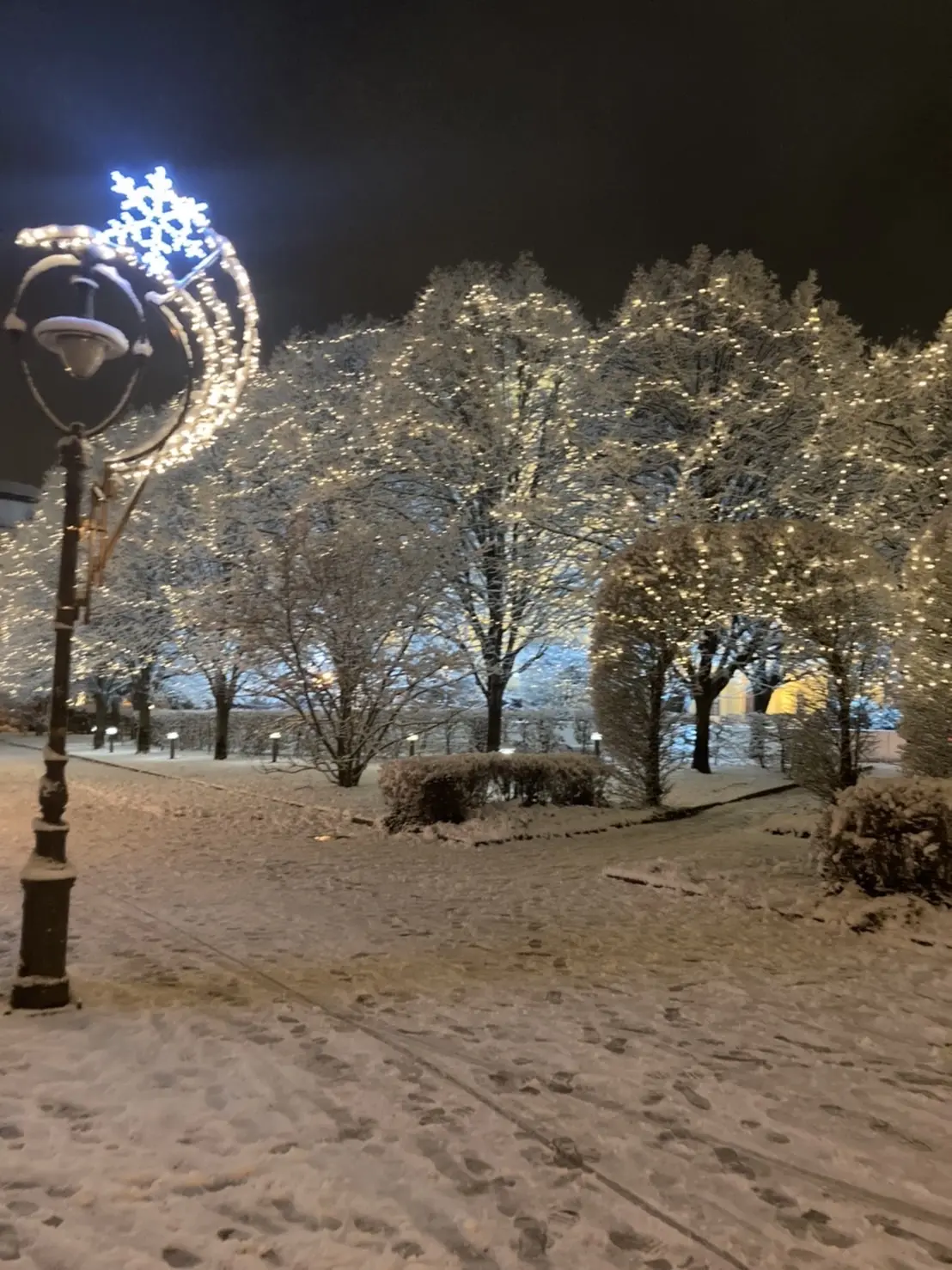 イルミネーションと雪景色のハンガリー