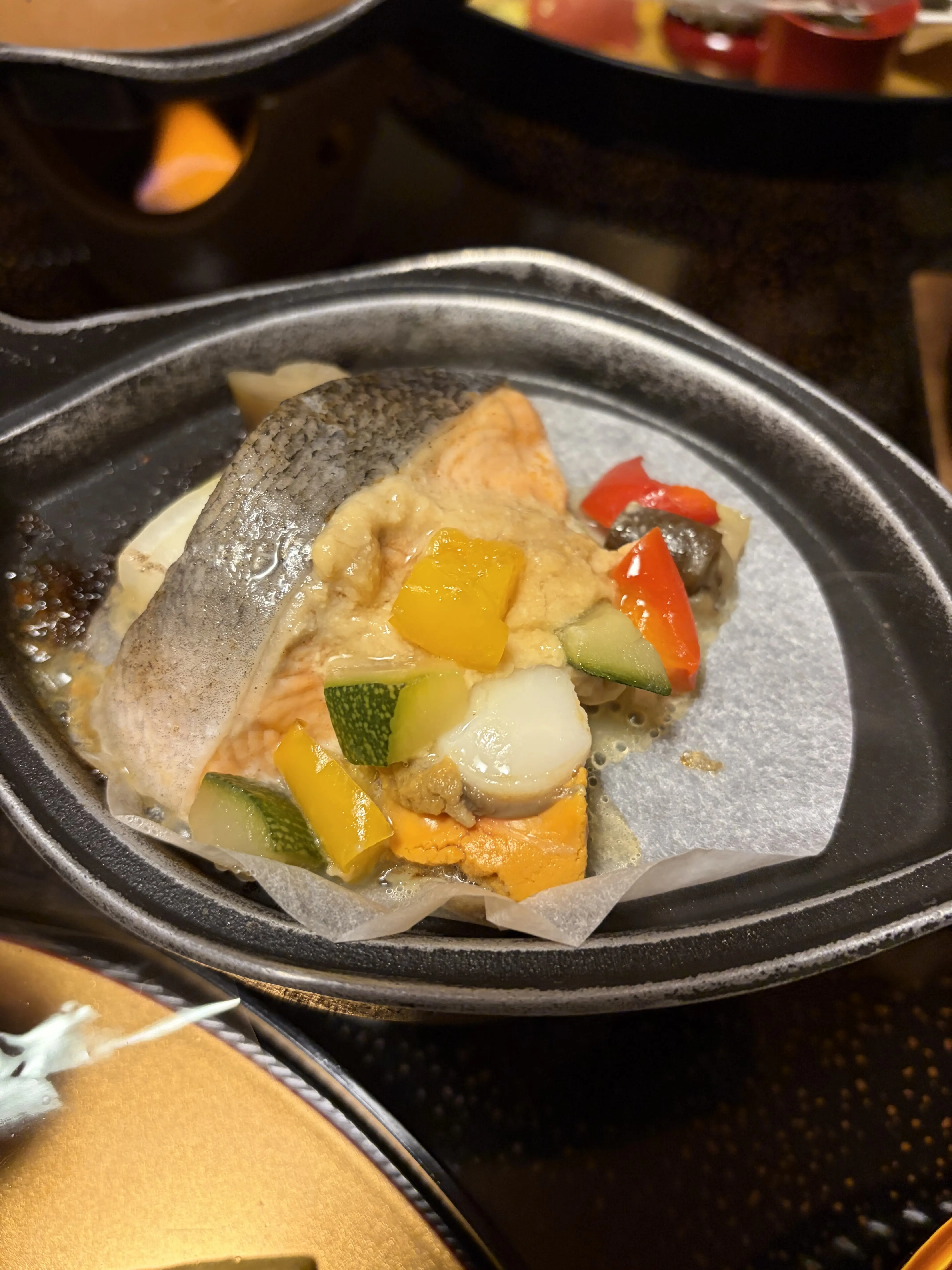 シャケと彩り野菜の焼き物