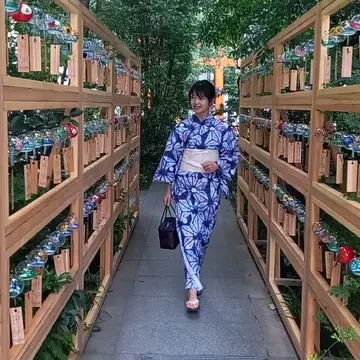 浴衣で日本橋の街を歩く♡