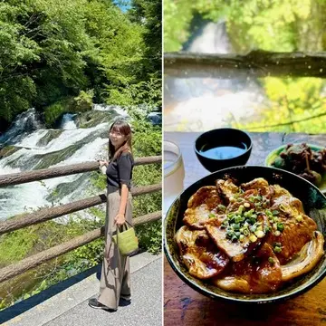 竜頭之滝を眺めながら豚丼食べました♪