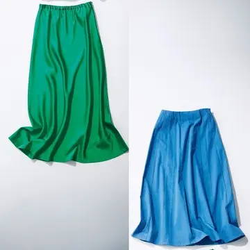 【きれい色のロングスカート2選】ひらっとスカートはクリアカラーを選んで