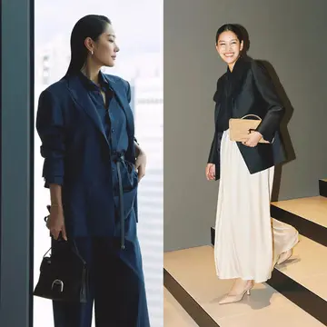 シルエットが美しいネイビーコーデから理想的な甘辛バランスを実現したジャケットコーデまで【50代の1週間コーデ】