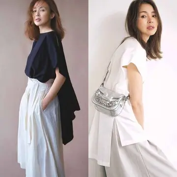背面の優美なドレープが特徴の技ありトップスから明度の高い無彩色で作るワンツーコーデまで【50代の1週間コーデ】