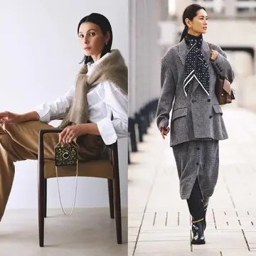 コンサバな白シャツ×ベージュパンツのコーデからオーバーサイズの千鳥格子柄ジャケットまで【50代の1週間コーデ】