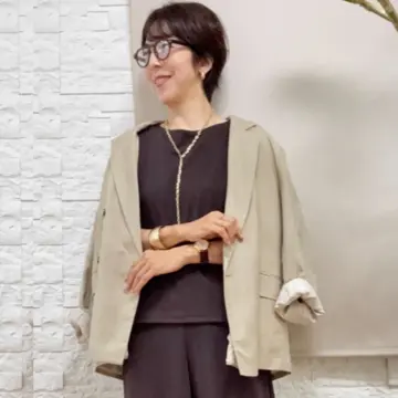 50代ユニクロセットアップコーデの着こなし