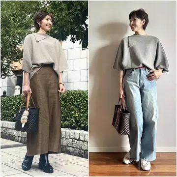 【ZARA】ラペルカラーニットセーターコーデ 2styles
