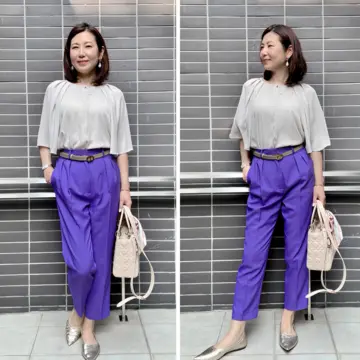 50代細見え♡雨の日にも迷わないカラーパンツコーデ