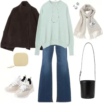 【50代 週末コーデ】冬の街に映える、ライトグリーンで軽やかカジュアル＃Jマダムのおしゃれ